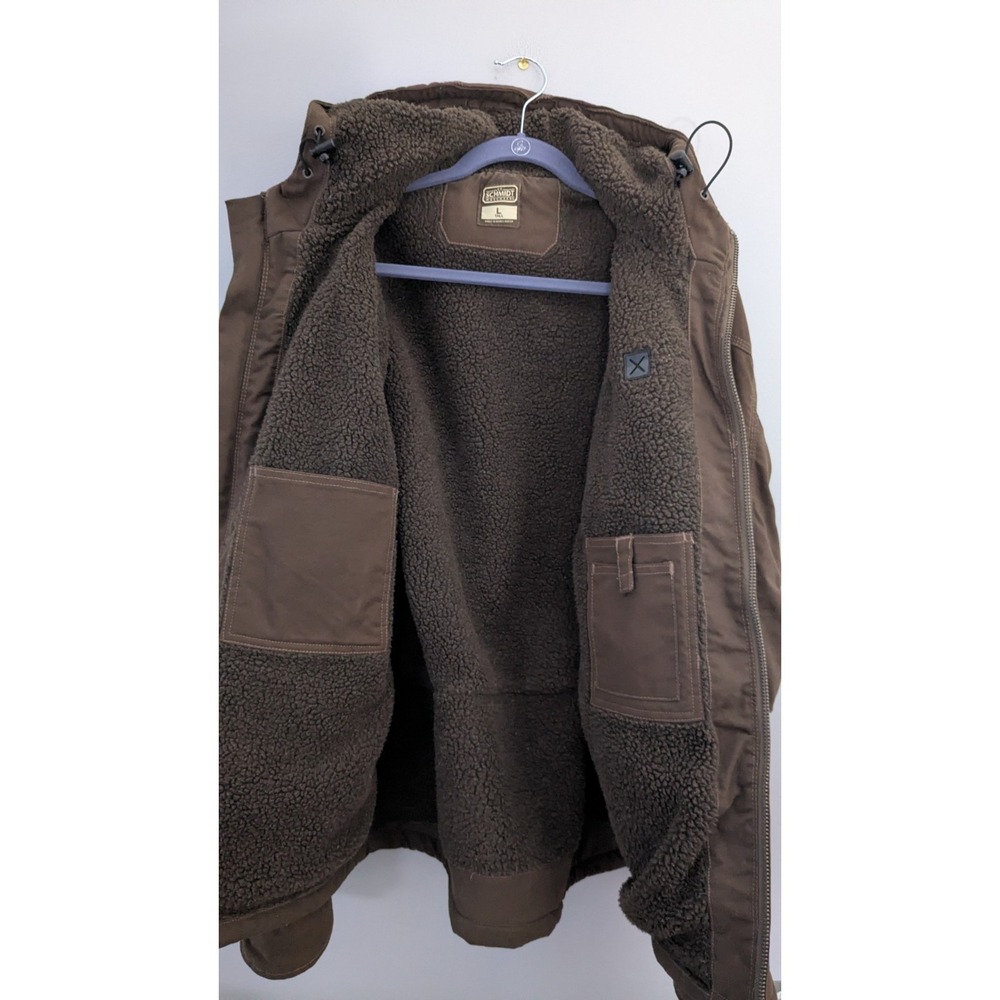 Vintage CE Schmidt Workwear Jacket Men Large/Tall Brown Sherpa Lined Hooded - Picture 11 of 15